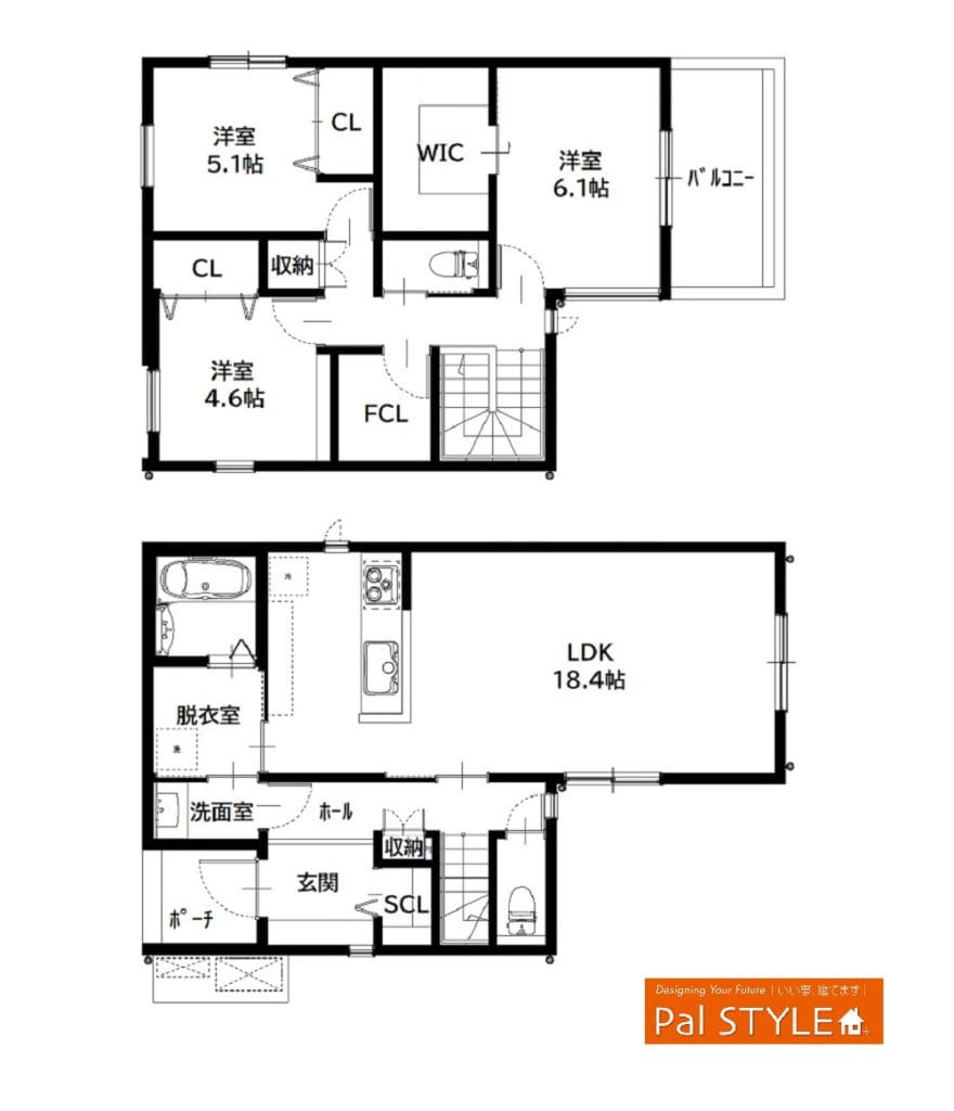 新築住宅情報 姫路市飾磨区上野田6丁目 4号地 デザイナーズハウス 間取り図