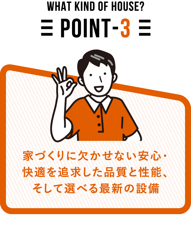 POINT3 家づくりに欠かせない安心・快適を追求した品質と性能、そして選べる最新の設備