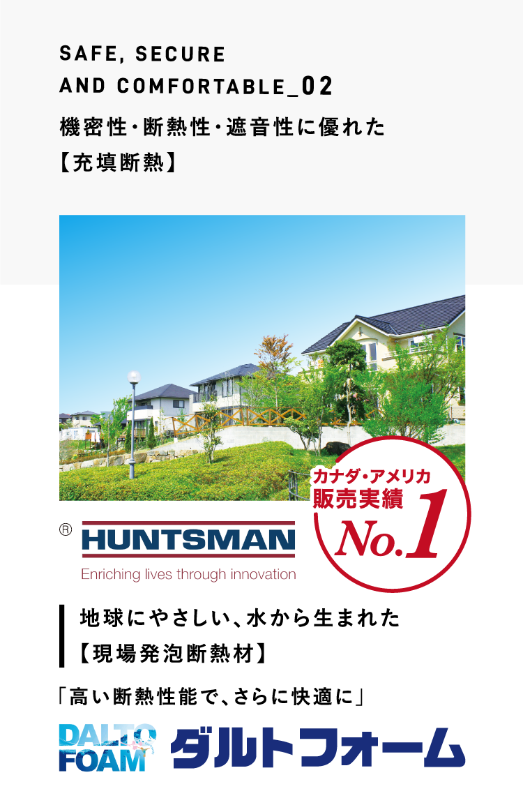 SAFE, SECURE AND COMFORTABLE_02 機密性・断熱性・遮音性に優れた【充填断熱】